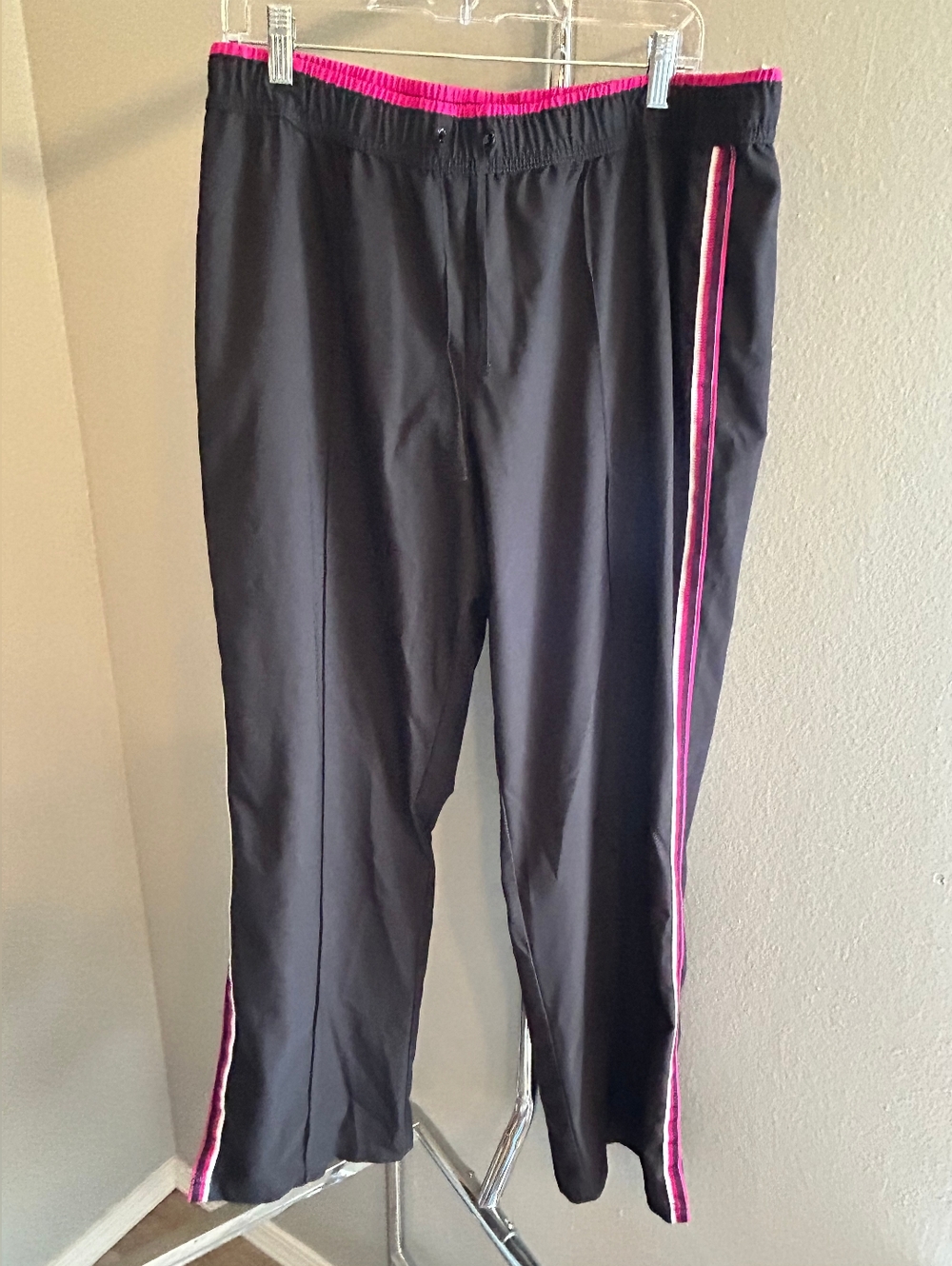 made for life XL Black Track Pants with Pink Stripe